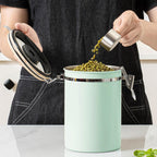 Green Coffee Container with CO2 Valve 1.8L Airtight Storage Jar