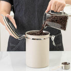 Green Coffee Container with CO2 Valve 1.8L Airtight Storage Jar