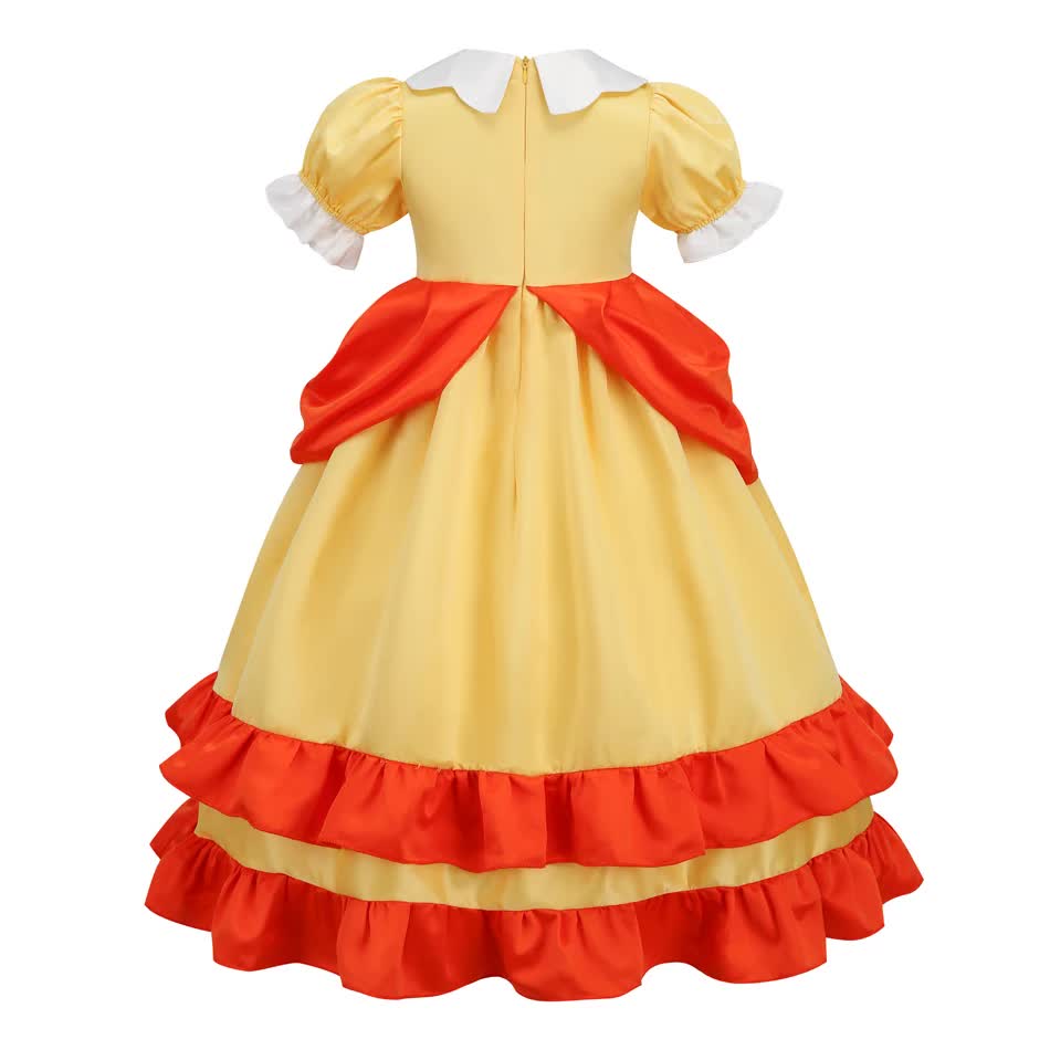 Daisy Princess Dress Girl Cartoon Cosplay Costume Summer Children Orange Party Clothes 2-10 Years Halloween Masquerade Clothes Peach Set Peach Sets 01 3T Tag-110