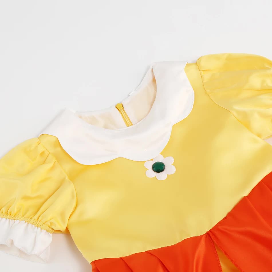 Daisy Princess Dress Girl Cartoon Cosplay Costume Summer Children Orange Party Clothes 2-10 Years Halloween Masquerade Clothes Peach Set Peach Sets 01 3T Tag-110