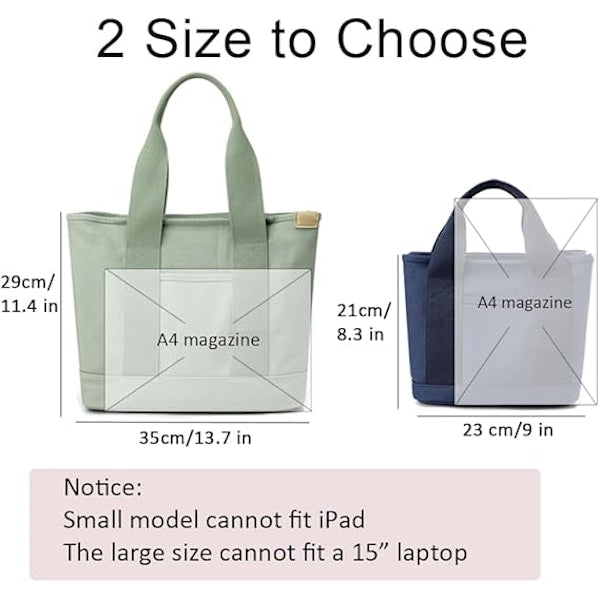 Handmade Canvas Shoulder Bag for Women Black Medium with Compartments Zipper College School Work Travel