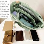 Handmade Canvas Shoulder Bag for Women Black Medium with Compartments Zipper College School Work Travel