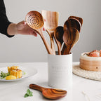 Wooden Kitchen Utensil Set 7 Pcs Teak Wooden Ladle and Cooking Utensils
