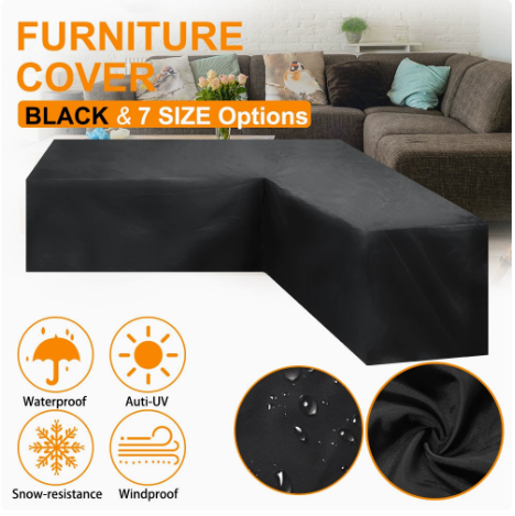 12 Sizes L-Shape All-Weather Cover Waterproof Rattan Corner Furniture Protector Garden Patio Outdoor Sofa Cover Dust Cover270*200*82cm