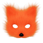 Halloween costume simulation fox mask gloves plush fox tail handmade animal tail cosplay props accessories Red, brown and white three-piece set One Size