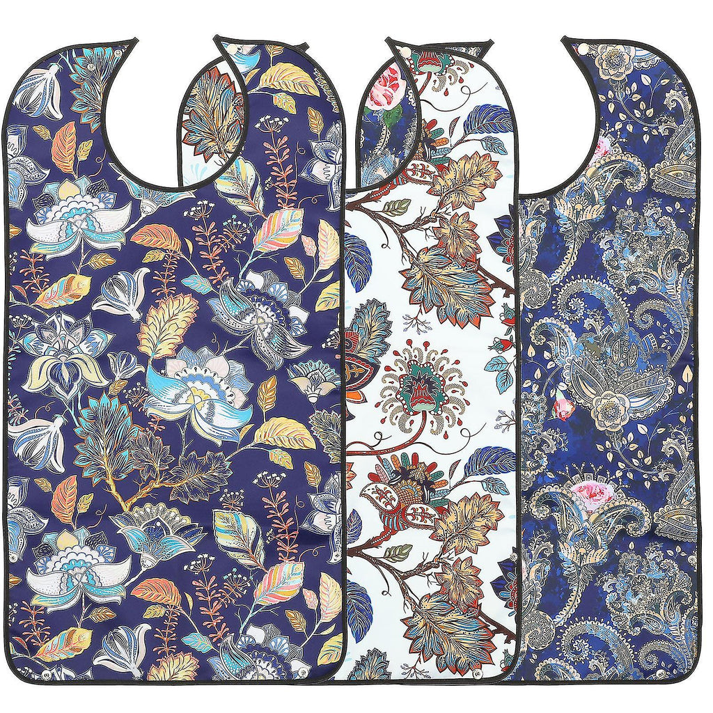 3 Pcs Adult Decorative Bibs with Adjustable Strap for Seniors Elderly