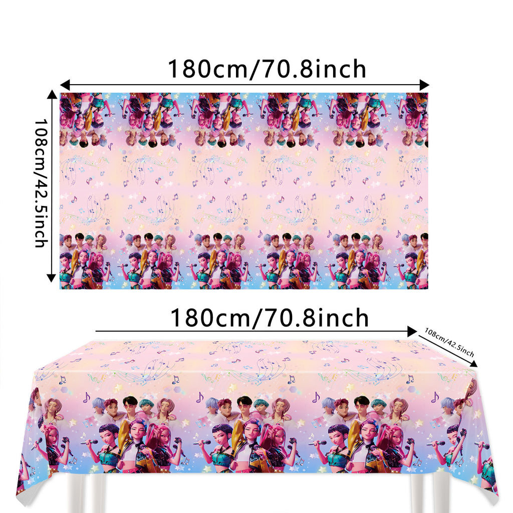 K-pop Demon Hunters Birthday Party Decorations Set Banner Cake Topper Balloons for Kids Theme Celebration
