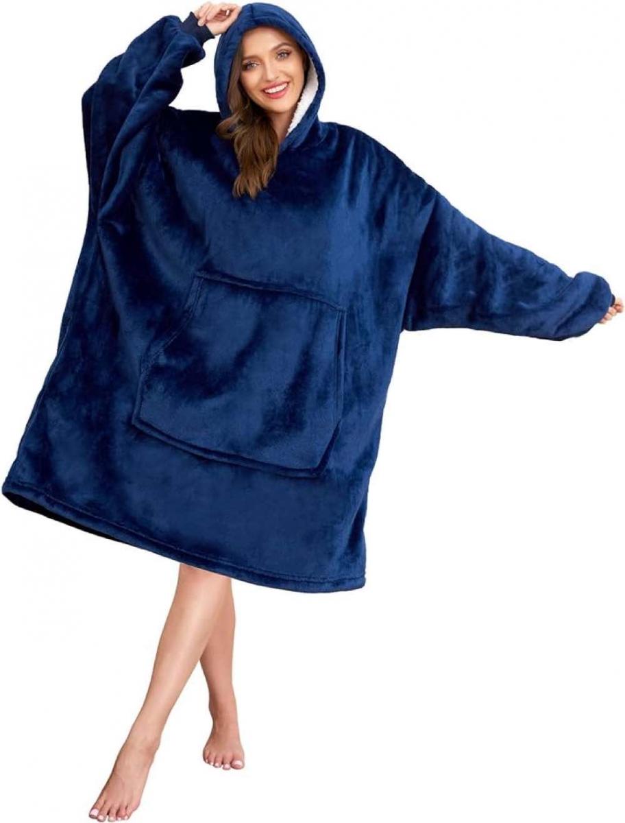 Snuggie Oversized Blanket Hoodie in Dark Blue
