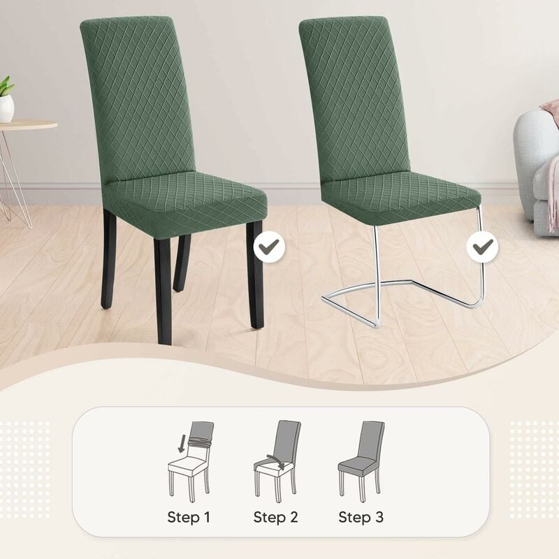 Stretch Dining Chair Covers 4 Pieces Green Washable Removable Universal Chair Covers