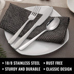 Stainless Steel Cutlery Set for 8 People with Steak Knives - 48 Pieces for Home, Kitchen, Restaurant