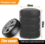 Tire Storage Cover, Universal Tire Cover for 4 Tires, Car Spare Tire Tire Storage Bag Case Protection (Silver)