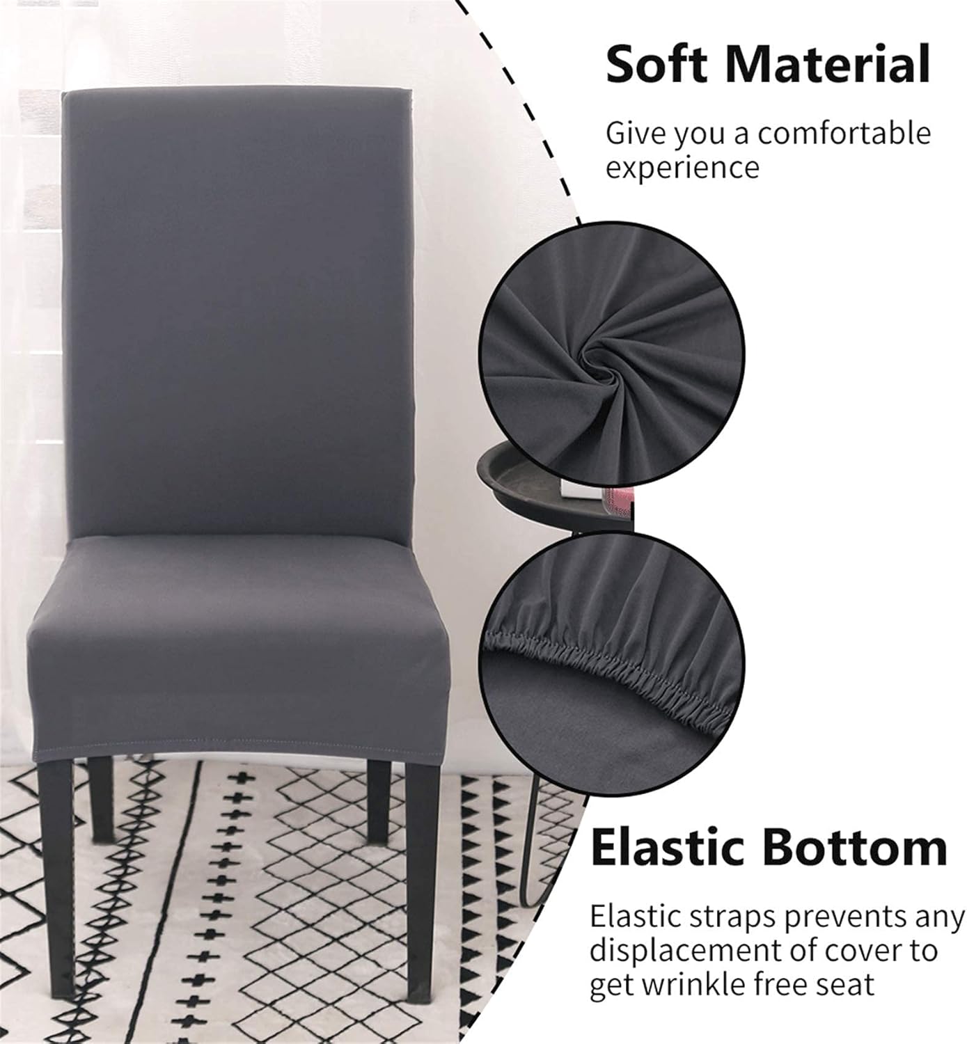 Stretch Chair Covers Set of 4 or 6, Removable Washable Slipcovers for Dining Chairs, Grey Pack of 6, for Home \u0026 Hotel Decoration