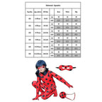 Kids Ladybug Cosplay Set Halloween Costume with Wig, Blindfold, Bag for Girls Compatible with Brands 140cm (130-140cm)
