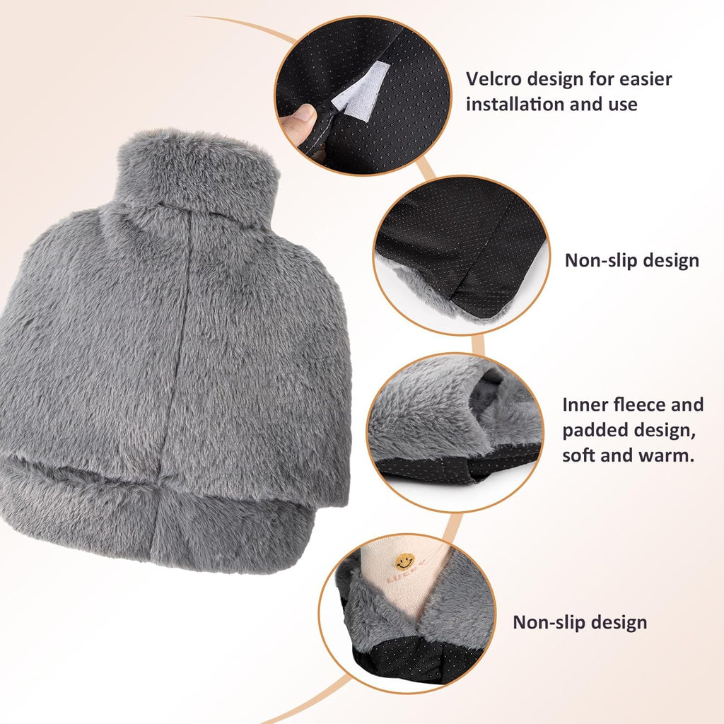 Hot Water Bottle Foot Warmer 2L Natural Rubber Leak-Proof Screw Cap Removable Washable Cover
