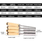 Woodcarving Chisels Set 6mm 12mm 18mm 24mm 4pcs Professional Woodworking Tools Wood Carving Sculpture Carpenter Craft