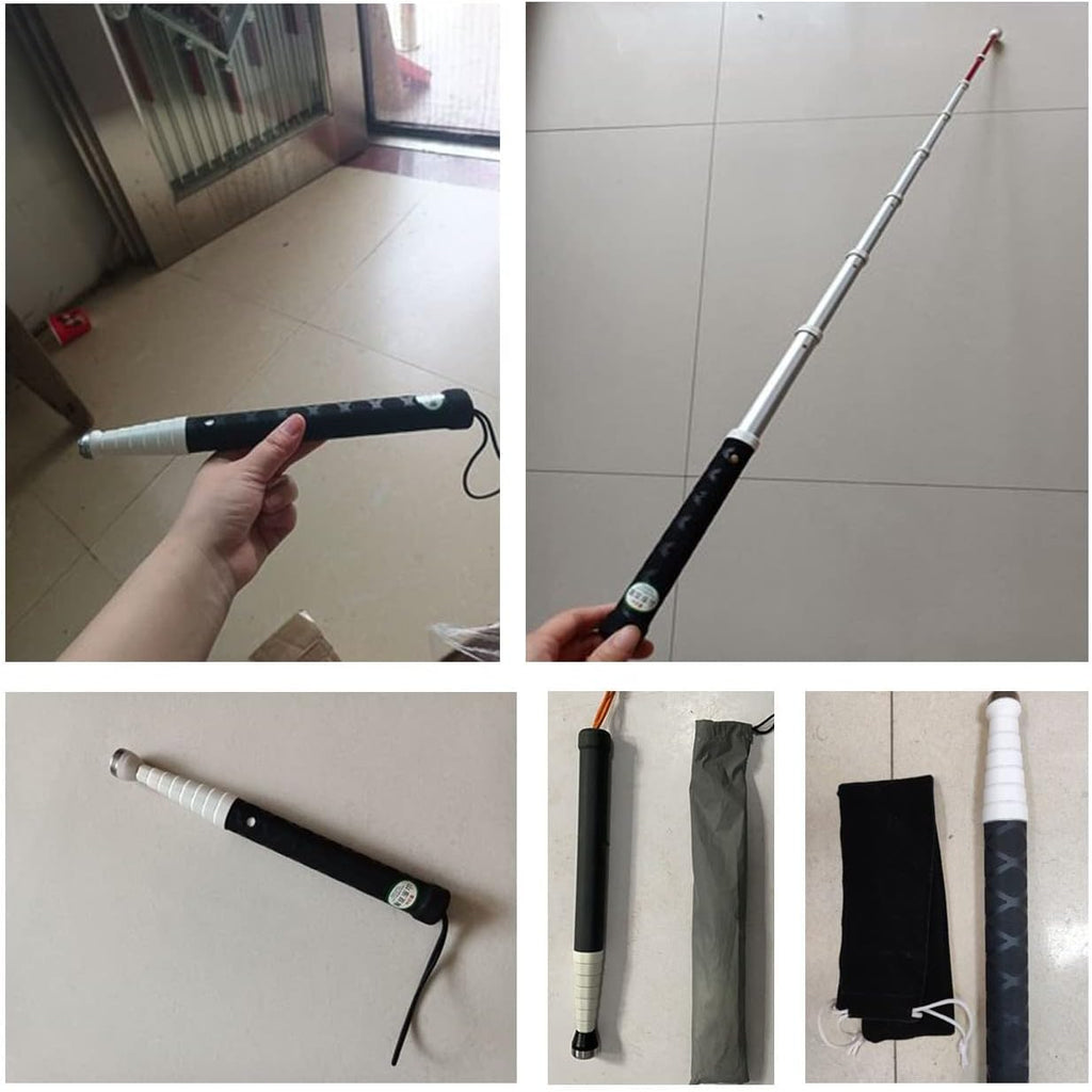Telescopic Blind Cane,Titanium Alloy Reflective Blind Elderly Guide Cane for Mobility Aids Assist Tool, with Complimentary Packaging Bag(Color:Noir,Size:122cm/48in(7))