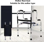 gernie Walker Rest Seat, Universal Seat for Rollator, Load Bearing Attachable Seat for Folding Walker with Non Slip Fixed Buckle, Portable Extra Wide Handicapped Walker Attachable Seat