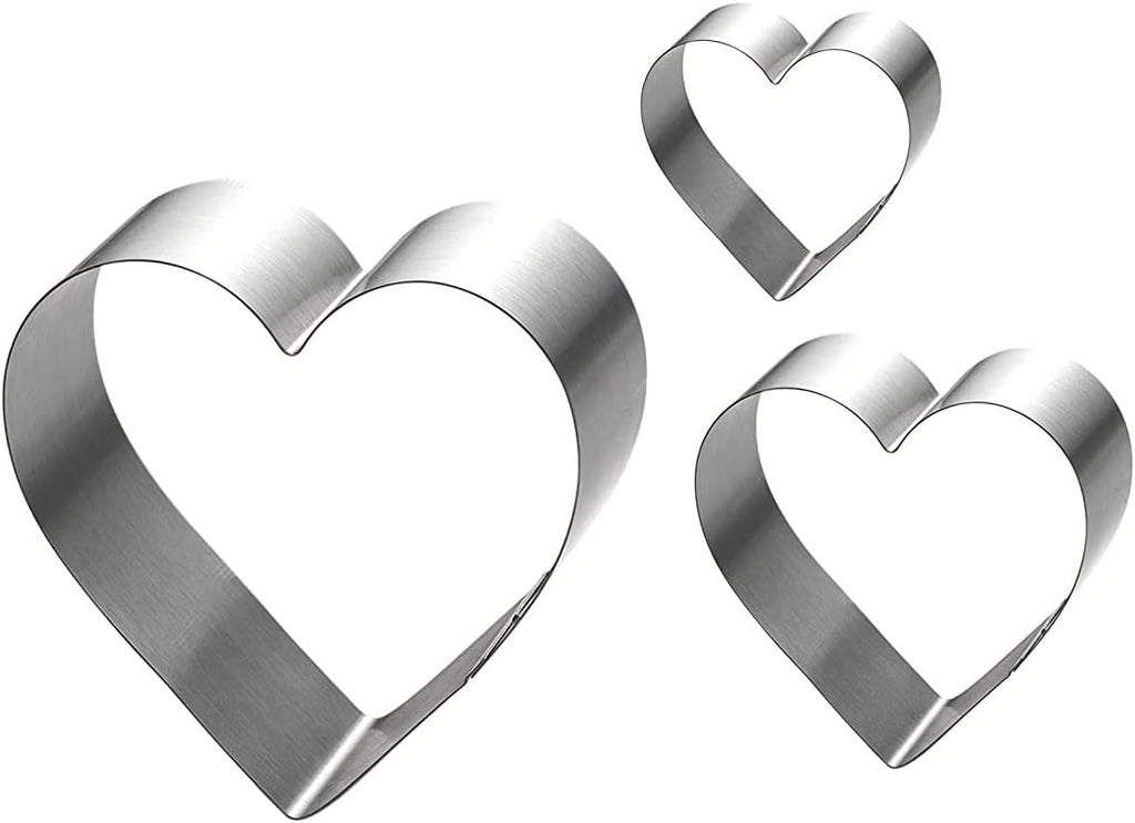 Siking Stainless Steel 4 / 6 / 8 Inch Heart Cake Ring Mold Heart Cutter Pancake Mold For Mousse Cheese Cookie Salads Onigiri (Heart) H 11- 2