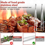 Kitchen Tongs, 2 Pieces BBQ Tongs with Serrated Tips, Kitchen Tongs, Stainless Steel, Long Tong, Professional Multi-Function, Straight Precision Tongs for Meats, Pasta Lining