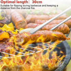 Kitchen Tongs, 2 Pieces BBQ Tongs with Serrated Tips, Kitchen Tongs, Stainless Steel, Long Tong, Professional Multi-Function, Straight Precision Tongs for Meats, Pasta Lining