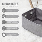 Organizing Fabric Storage Basket Box for Shelves, Nursery, Decorative Baskets(Solid Grey-2 Pack, Small-12.2 * 8.3 * 5.1inches)