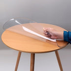Indoor Outdoor Heavy Duty Premium Clear Transparent Round Fitted PVC Tablecloth, Round Waterproof Table Cover,Wipeable,Clear Plastic Tablecloth Protector (1.5mm,Dia.20in/50cm)
