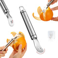 Stainless Steel Orange Peeler，with Handle Orange Citrus Peeler Tool Easy Orange Peeler Triangle Shovel and Serrated Shovel Orange Peeler Kitchen Gadgets,with 1Pcs Hooks