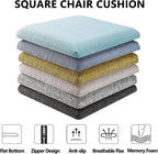 Chair Cushions Memory Foam Kitchen Chair Pads, 11 Inch Anti-Slip Square Seat Cushion for Dining Chair with Removable Non Skid Cover,Brown,2 Pack