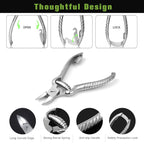 Toenail Clippers for Thick or Ingrown Toenails, Stainless Steel Long Handle Toenail Cutters Medical Surgical Grade Secure and Stylish Design - W/Leather Case Heavy Duty Podiatrist's Clippers (Sliver)