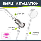 All Metal Handheld Shower Head Holder - Adjustable Brass Mount with 360 Degree Swivel Pivot Ball for Universal Shower Arm and Shower Hose Chrome Plated (Nickel)