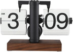 Flip Desk Clock, Retro Vintage Flip Desk Table Clock, Digital Flip Clock 12h Single Sided Large Numbers Automatic Retro Mechanical Flip Clock Wood Base for Living Room (Black,  9gcnkt2zgp-11