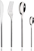 304 Flatware Set Silver Silverware Set Mirror Polished 18/8 Stainless Steel Cutlery Set with Round Handle 24 Piece Wedding Housewarming Gift Service for 6