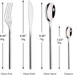 304 Flatware Set Silver Silverware Set Mirror Polished 18/8 Stainless Steel Cutlery Set with Round Handle 24 Piece Wedding Housewarming Gift Service for 6