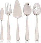 5-Piece Glossy Handle Silverware Hostess Set Stainless Steel Flatware Serving Set for Buffet Party Home Restaurant Mirror Polished Dishwasher Safe