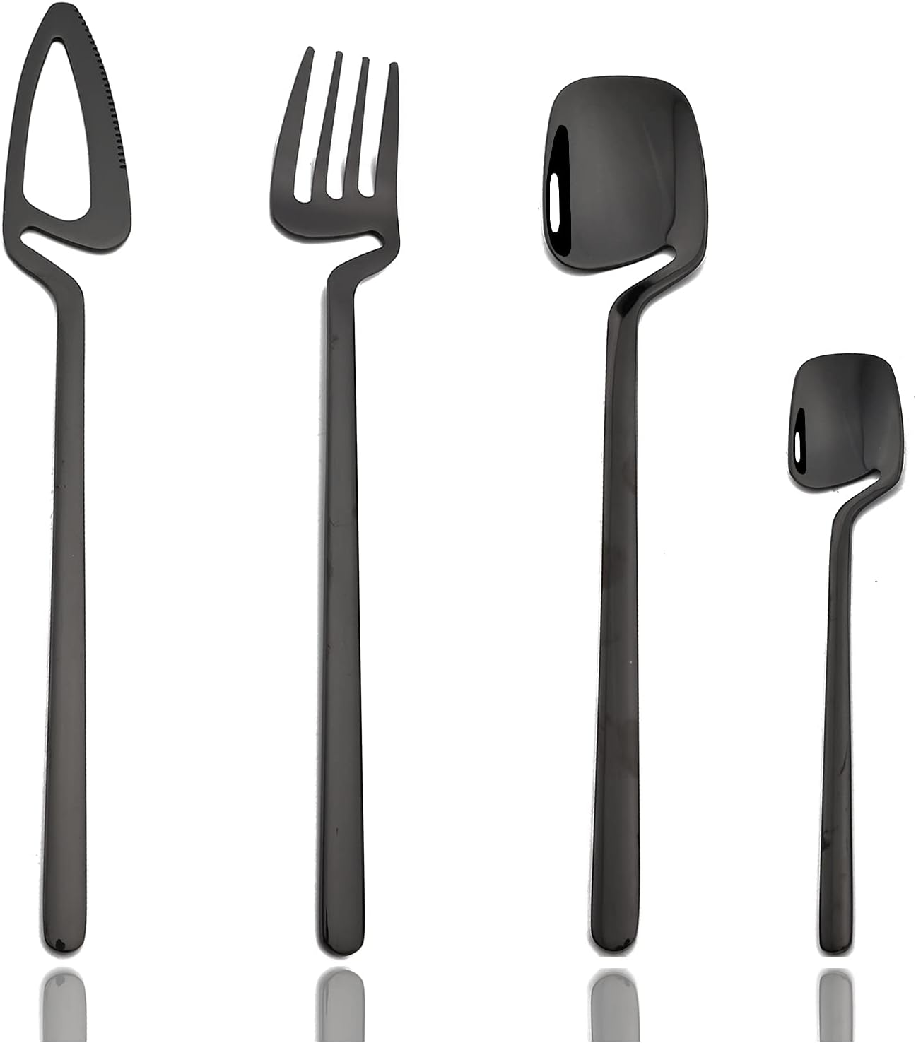 Hangable Silverware Set 32-Piece, 304 Stainless Steel Set for 8, Mirror Polished, Flatware Set, Cutlery Set, Forks and Spoons Set, Dishwasher Safe - Black