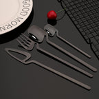 Hangable Silverware Set 32-Piece, 304 Stainless Steel Set for 8, Mirror Polished, Flatware Set, Cutlery Set, Forks and Spoons Set, Dishwasher Safe - Black