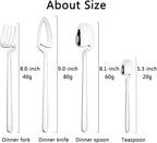 Hangable Silverware Set 32-Piece, 304 Stainless Steel Set for 8, Mirror Polished, Flatware Set, Cutlery Set, Forks and Spoons Set, Dishwasher Safe - Black