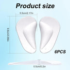 12pcs Arch Support Insoles, Transparent Gel Self-Adhesive Arch Support Shoe Inserts Soft Silicone Foot Arch Cushions Arch Comfort Pads for Women High Heels Sandals Flat Shoes