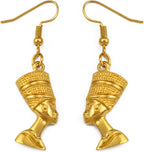 Egyptian Queen Ear Hoop Earrings - Ethnic Women Nefertiti Larger Earrings Vintage Pattern Unique Country Flag Hip Hop Piercing Drop for Ladies, Gold