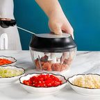 Manual Food Chopper - Onion Chopper Vegetable Cutter - Mini Chopper Nut Meats - Vegetable Dicer - Hand Chopper - Chopper One Piece - Black - 3 Cup