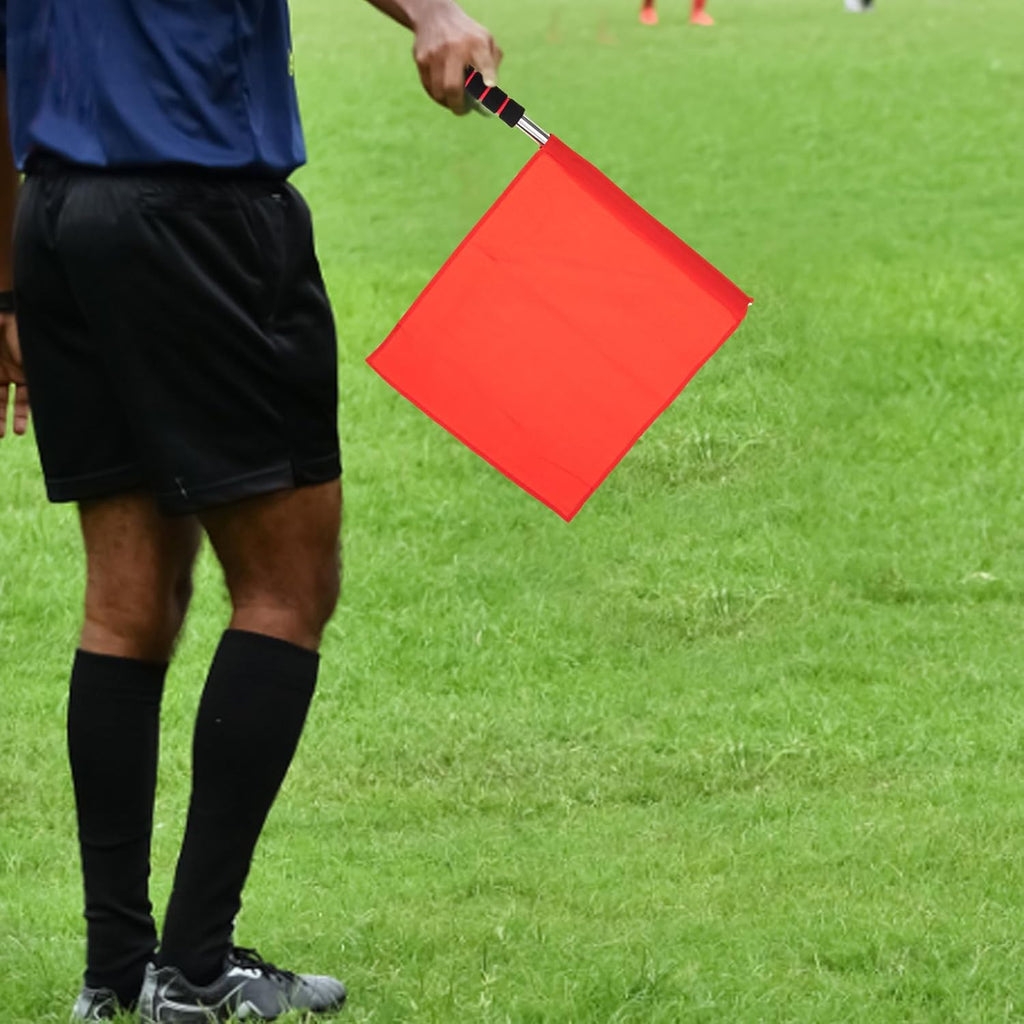 2PCS Referee Flags Volleyball Flags Line Judge, Stainless Steel Hand Flag Red Sigl Flag Sponge Handle Soccer Referee Flags Volleyball Lightweight Referee Equipment for Volleyball, Track and Field