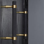 50PCS/Lot Solid Brass Cabinet Pulls Modern Gold with Black Knurled Textured Cabinet Handles Brass Pulls for Dresser Door Drawer Cabinet Hardware (128mm(96mm Hole Centers))