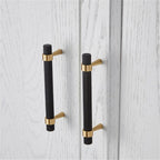 50PCS/Lot Solid Brass Cabinet Pulls Modern Gold with Black Knurled Textured Cabinet Handles Brass Pulls for Dresser Door Drawer Cabinet Hardware (128mm(96mm Hole Centers))