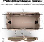 Purse Organizer Insert Handbag Tote Felt Organizer Bag in Bag Shaper Fit Neverfull Speedy Graceful MM GM Medium, BROWN
