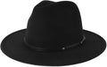 2XL/XL/L Felt Fedora Hats,M/S/XS Wide Brim Dress Hat,Plus Size Warm Panama Hat,Large Brim Jazz Hat for Women Men