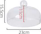 9 Inch Clear Glass Cake Dome, Home Kitchen Food Cover Pastry Display Stand Cheese Pudding Dome Cake Fresh Keeping Cover(Size:23cm)