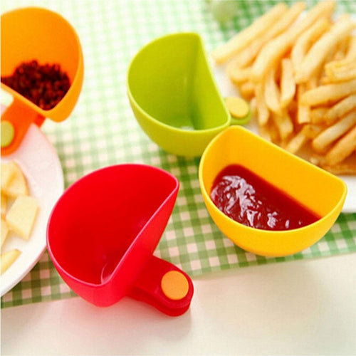 12 Pack Assorted Colors Modern, Compact Plastic Dip Bowl, Progressive Assorted Plate Clip-on Holder for Spice, Salt, Tomato Sauce, Sugar, Vinegar (12PC)