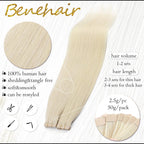 Tape in Hair Extensions Human Hair Platinum Blonde 18 Inch 20pcs 50g/pack Straight Hair Extensions Tape in Seamless Skin Weft Tape in Natural Hair for Women(#60 Platinum Blonde, 18")