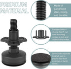 Heavy Duty Furniture Levelers, 4 Pack 3/8"-16 Threaded Leveling Feet Furniture Levelers Table Feet Adjustable Leg Levelers for Table/ Chair/Sofa/Desk/Cabinet/Workbench, Supports 1320LBs-Black