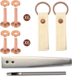 50 Pcs Copper Rivet and Burr 9 and #12 Copper Leather Brass Rivets Fastener Install Setting Tool with Hole Punch Cutter Kit for Belts Wallets Collars Leather Working Supplies